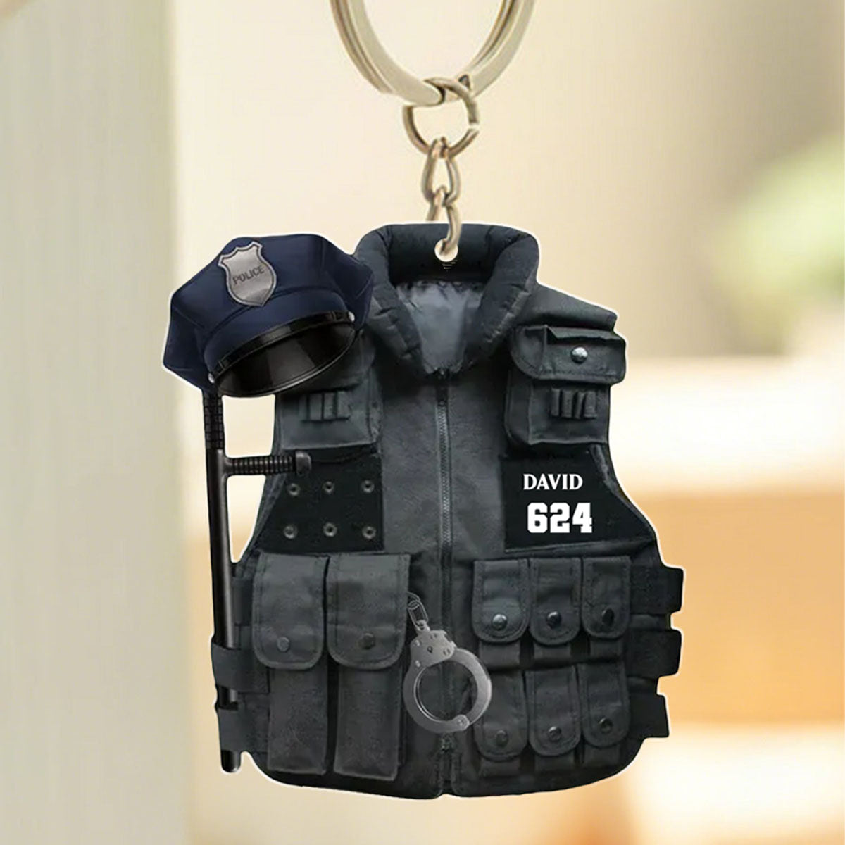Police Bulletproof Vest Personalized Shaped Keychain