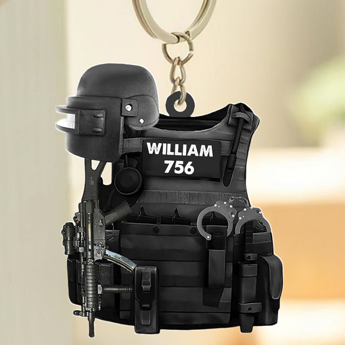Swat Police Bulletproof Gun - Personalized ARCYLIC KEYCHAIN Gift For Swat Police