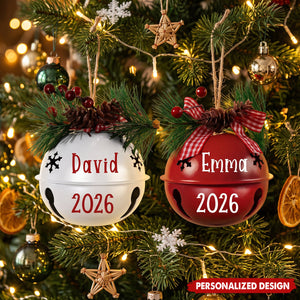 Personalized Metal Bell Christmas Ornament - Custom Name Sleigh Bell Tree Decoration