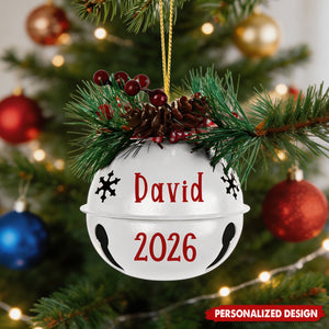 Personalized Metal Bell Christmas Ornament - Custom Name Sleigh Bell Tree Decoration