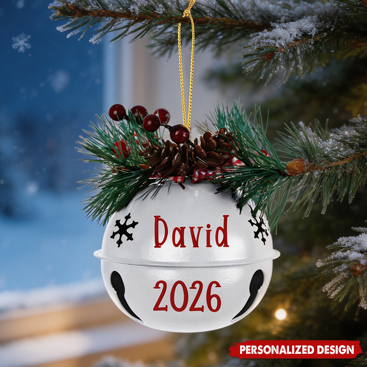 Personalized Metal Bell Christmas Ornament - Custom Name Sleigh Bell Tree Decoration