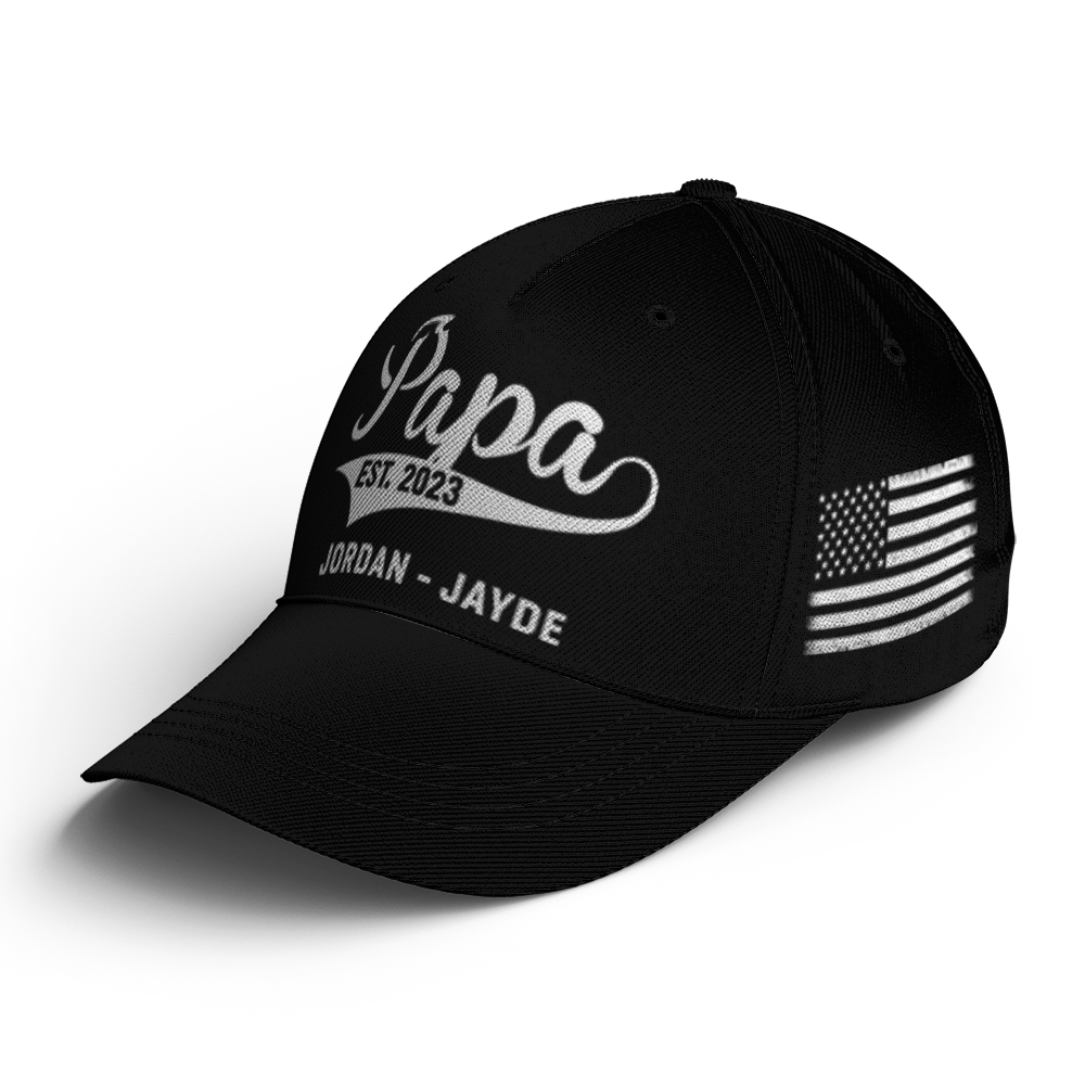 Personalized Papa est with grandkids, Custom Nickname Classic Cap