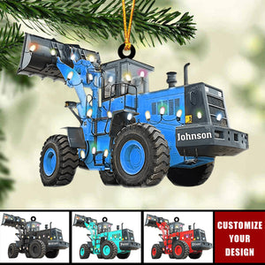 Personalized Bulldozer Acrylic Christmas Ornament, Gift For Heavy Equipment Lovers