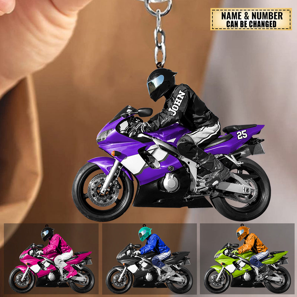 Personalized Motocross Biker Keychain - Great Gift Idea For Motor Racers