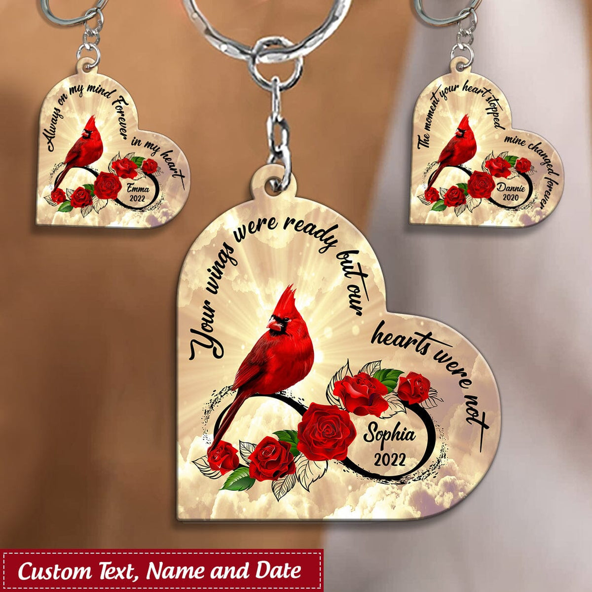 Cardinal Family Loss Custom Name & Date Infinite Love Memorial Gift Acrylic Keychain