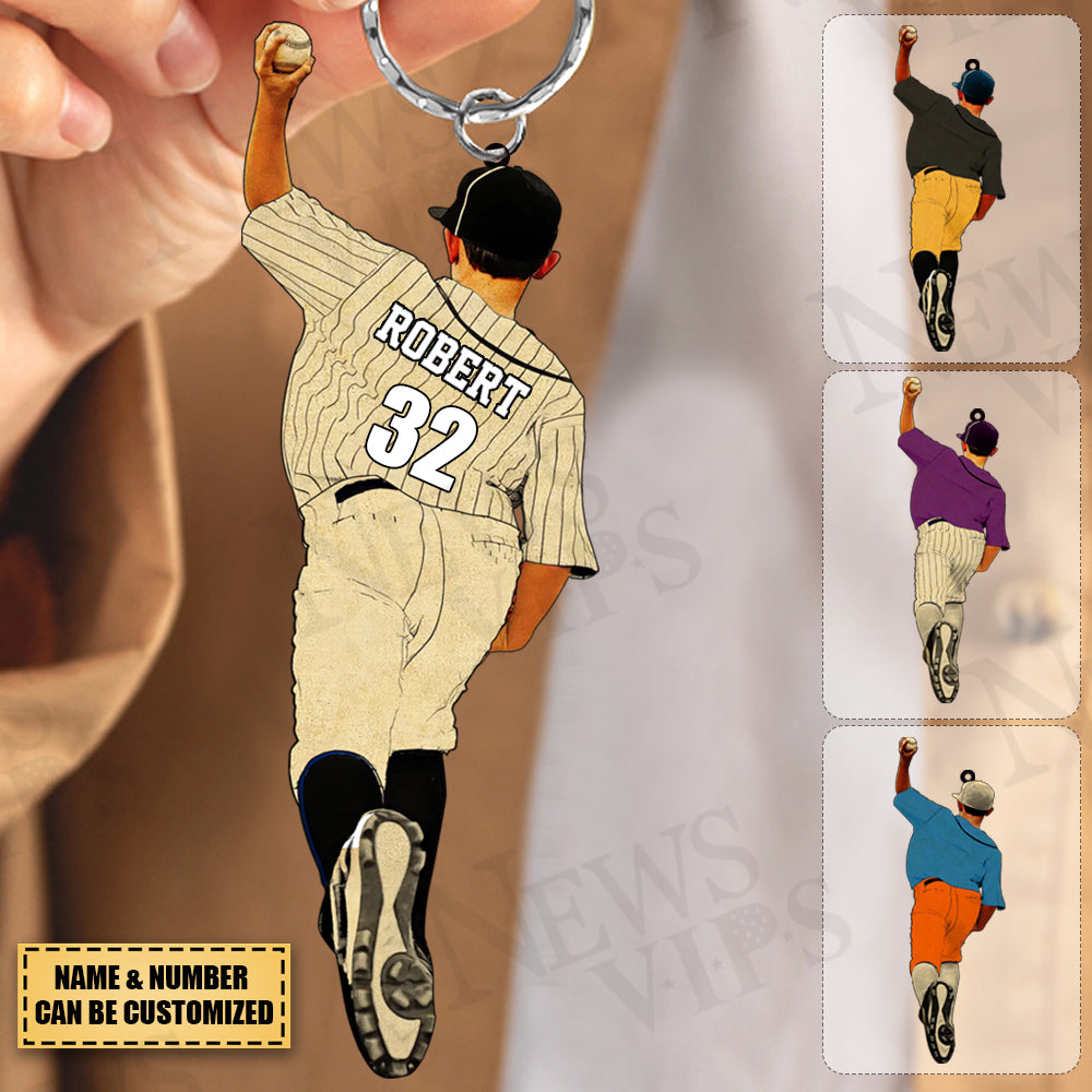 Personalized Baseball Player Acrylic Keychain For Basketball Lovers