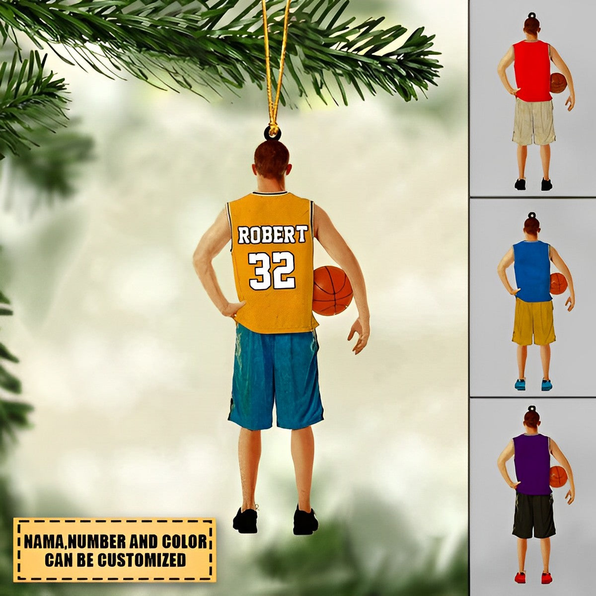 Personalized Basketball Player Acrylic Christmas Ornament For Basketball Lover