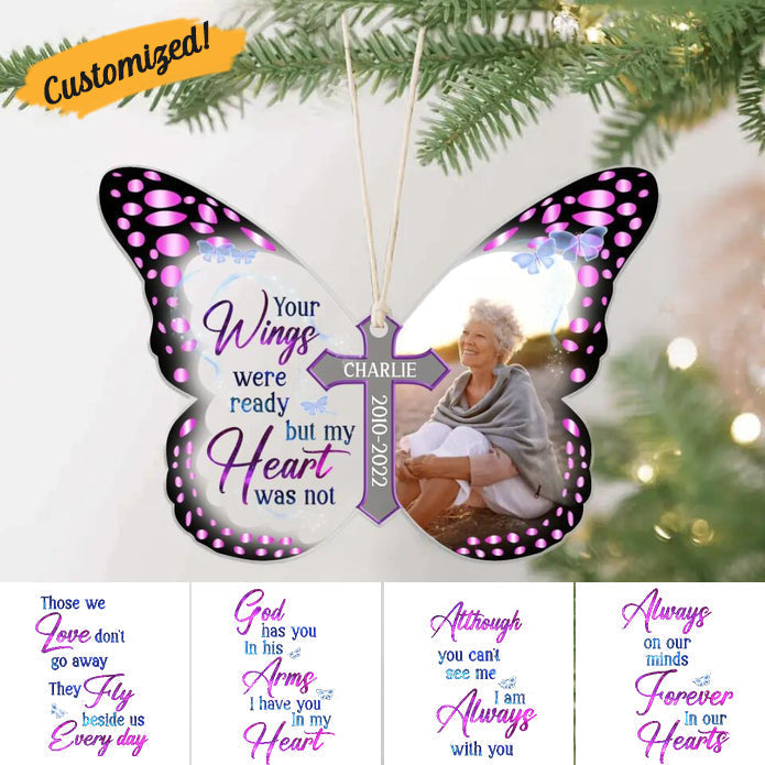 Custom Personalized Photo Butterfly Ornament - Memorial Gift Idea For Christmas