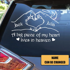 Custom Personalized Heaven Decal - Memorial Gift Idea, Family, Angels, A Big Piece Of My Heart Lives In Heaven