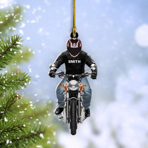 Personalized Biker Motorcycle Acrylic Ornament Two Sides Biker Dad Grandpa Hanging Ornament