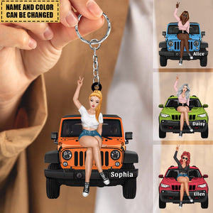 Personalized A Girl With Off-Road Car Keychain Gift For Journey Girls