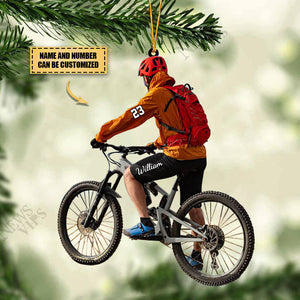 Personalized Mountain Biking Ornament, Custom Name Acrylic Flat  Ornament For Biker