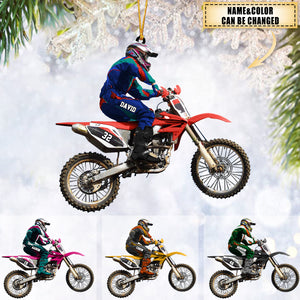 Personalize Motocross Biker Christmas Ornament - Great Gift Idea For Motor Racers