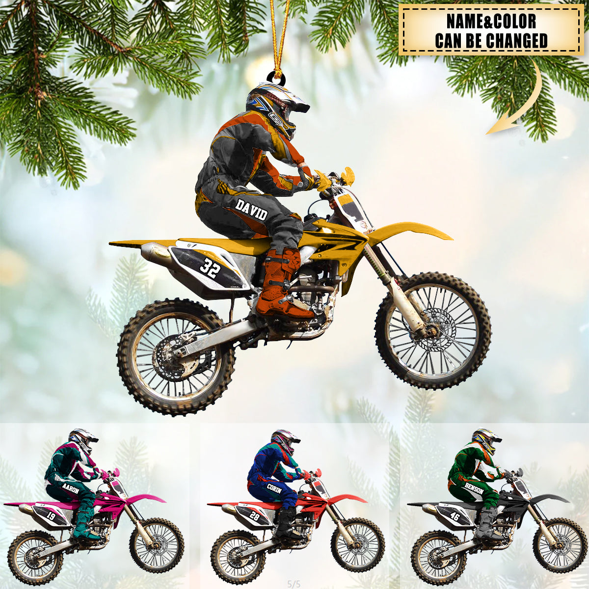 Personalize Motocross Biker Christmas Ornament - Great Gift Idea For Motor Racers
