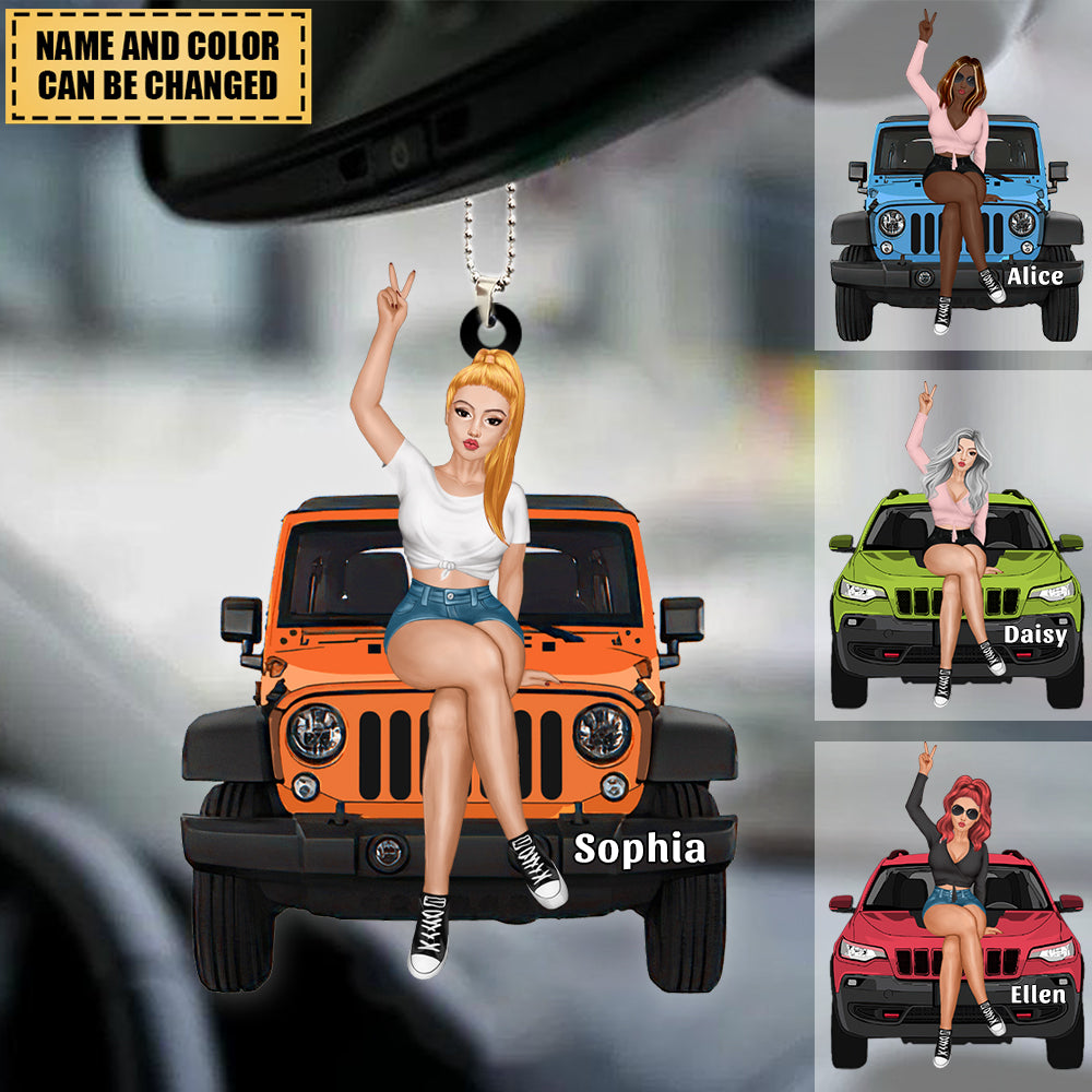 Personalized A Girl With Off-Road Car Ornament Gift For Journey Girls