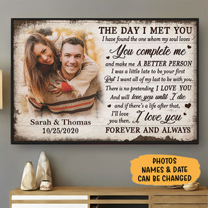 The Day I Met You, Personalized Poster, Anniversary Gift For Couple, Custom Photo