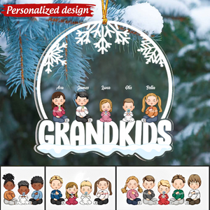 Grandkids Sitting Joyful - Personalized Globe Shaped Acrylic Ornament