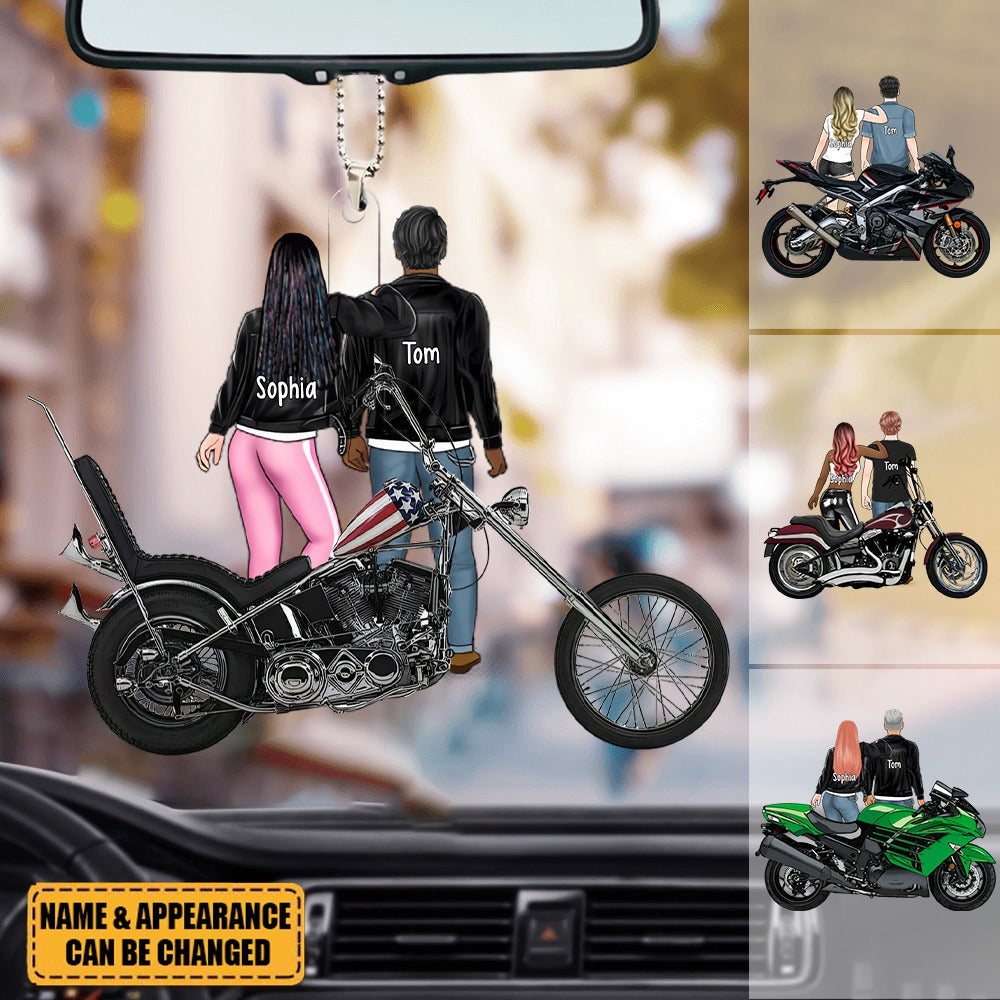 Riding Partner For Life - Personalized Acrylic Car Ornament, Motorcycle Couple, Gift For Motorcycle Lovers