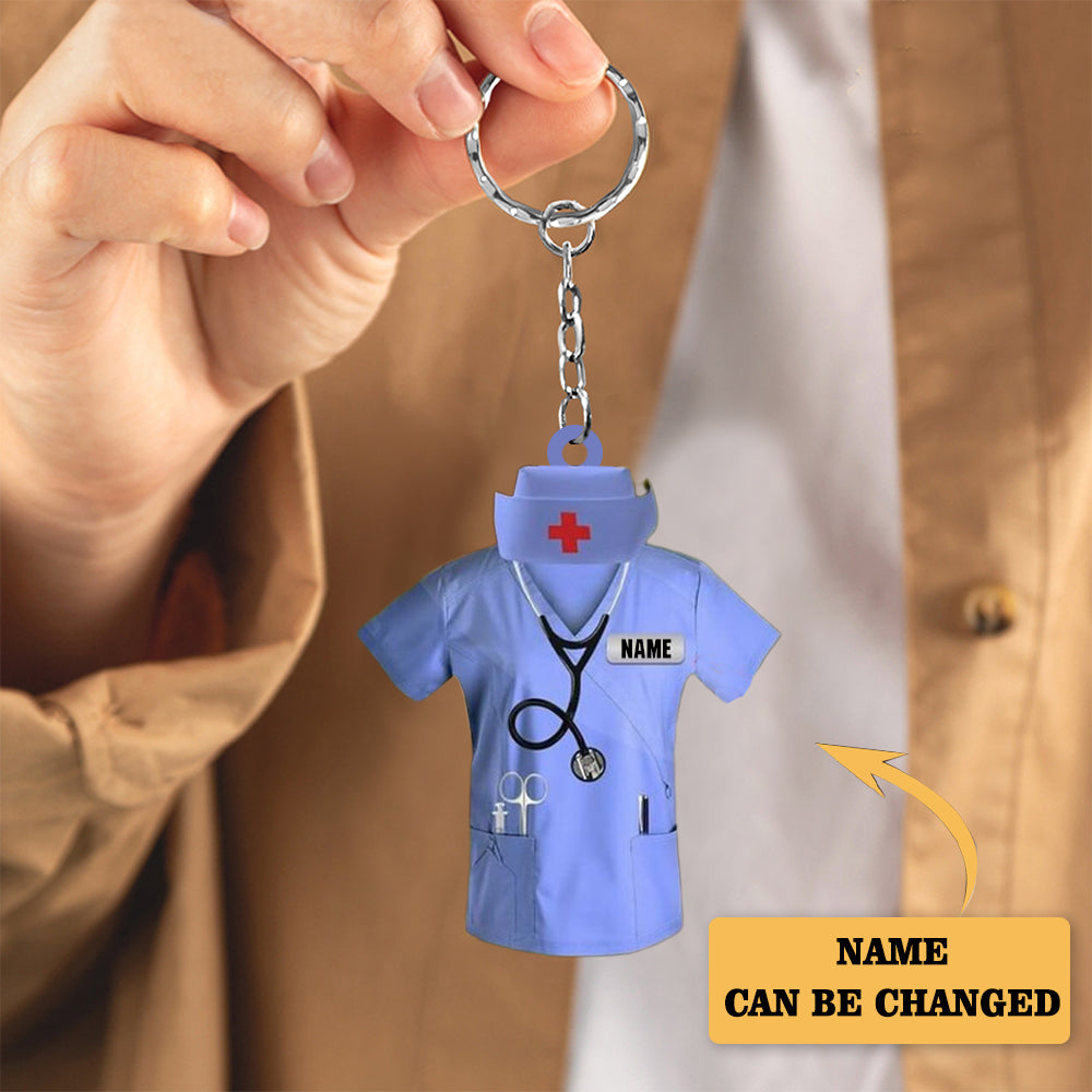 Personalized Nurse And Hat Scrubs - Gift for nurse Acrylic Keychain
