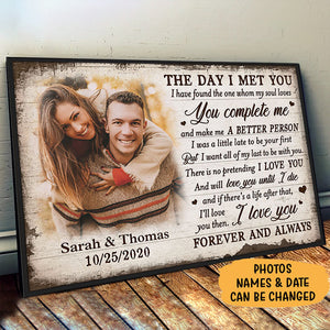 The Day I Met You, Personalized Poster, Anniversary Gift For Couple, Custom Photo