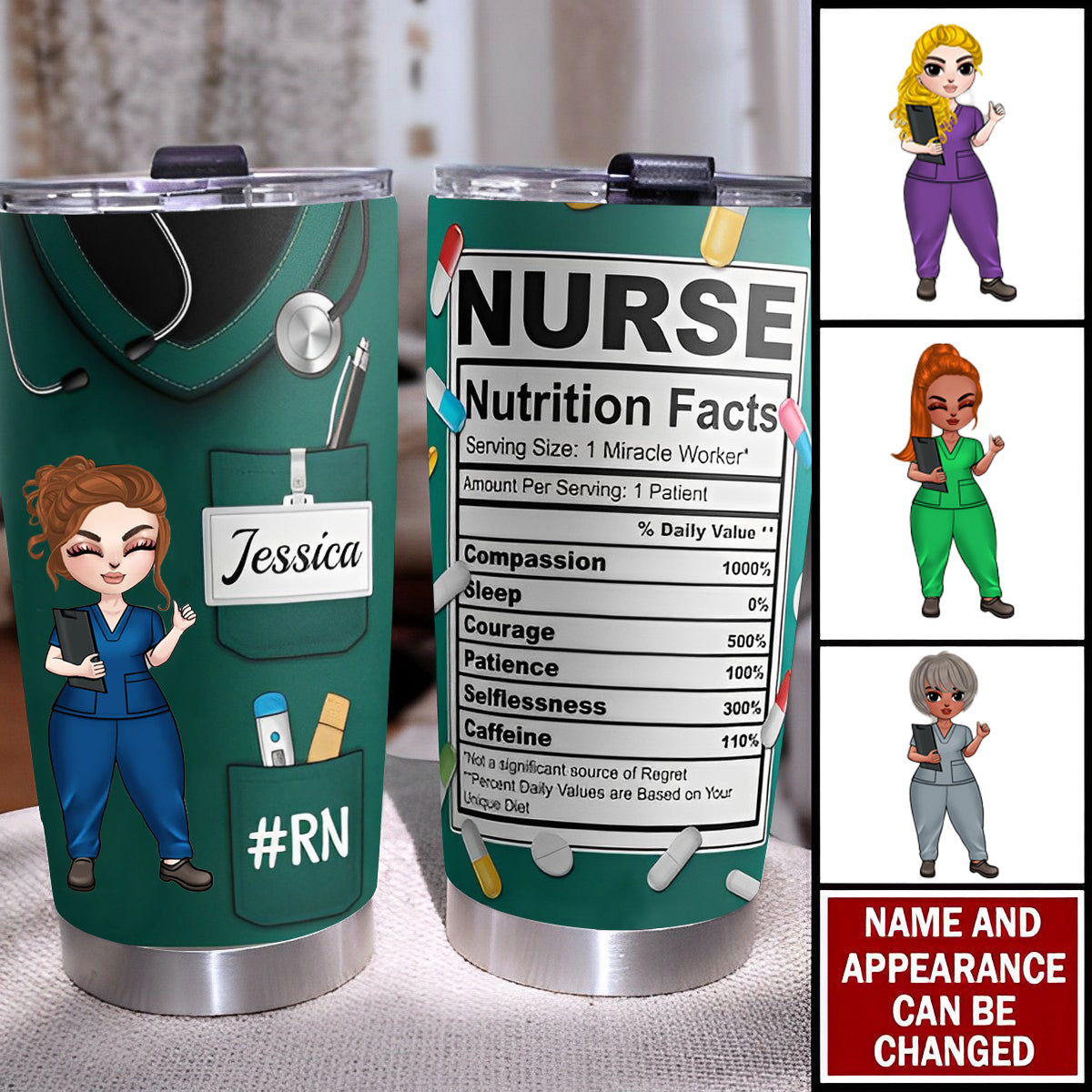 Nurse Nutrition Facts New Version - Personalized Tumbler Cup - Gift For Nurse