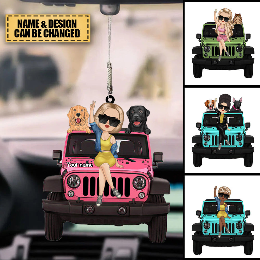Personalized A Girl With Off-Road Car And Pet Ornament Gift For Journey Lovers