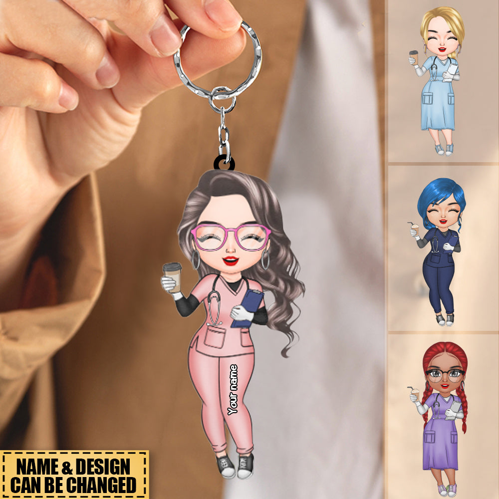 Personalized Nurse Character Keychain - Gift For Nurse