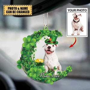 Personalized Name St Patty's Saint Patrick's Day Dog Moon Ornament - For Dog Lovers