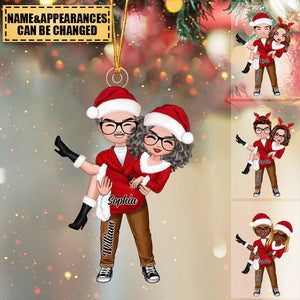 Doll Couple Man Holding Woman Christmas Gift For Him For Her Personalized Acrylic Ornament