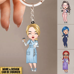 Personalized Nurse Character Keychain - Gift For Nurse