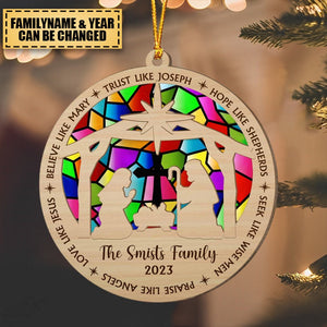 We Believe Nativity - Personalized Suncatcher Ornament