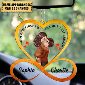 Heart Infinity Doll Couple Kissing Hugging Customzied Car Ornament