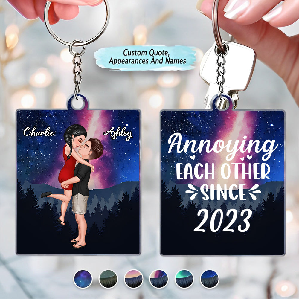 Couples Are Hugging And Kissing Under The Stars, Sky Forest Personalized Keychain