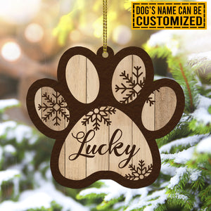 Personalized Wooden Paw Ornament – Custom Dog Name Decorative Wooden Shaped Christmas Ornament Keepsake