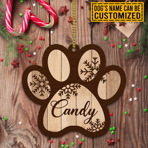 Personalized Wooden Paw Ornament – Custom Dog Name Decorative Wooden Shaped Christmas Ornament Keepsake
