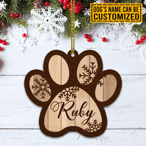 Personalized Wooden Paw Ornament – Custom Dog Name Decorative Wooden Shaped Christmas Ornament Keepsake