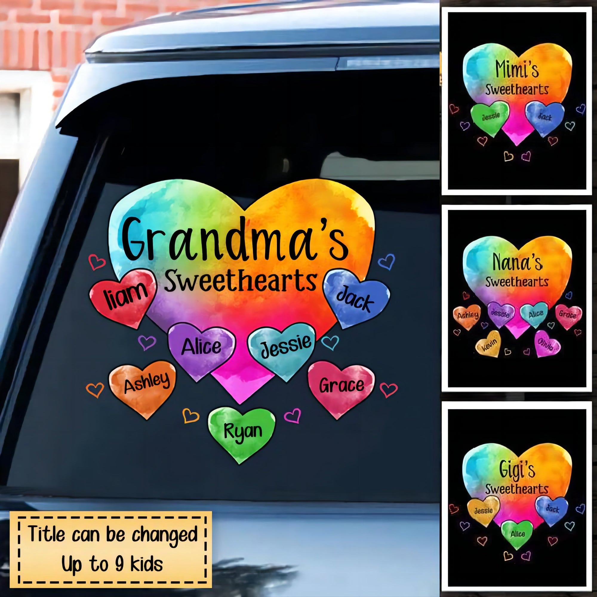 Grandma Sweethearts Pattern Personalized Decal