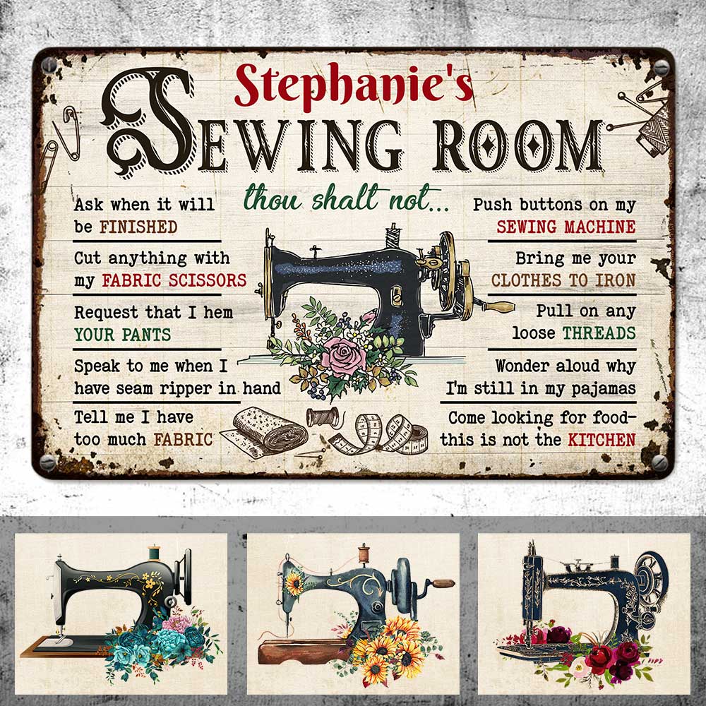 Personalized Sewing Room Rules Metal Sign DB149 81O47
