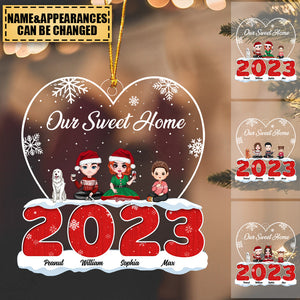 Our Sweet Home - Family With Pet - Personalized 2023 Shaped Acrylic Ornament