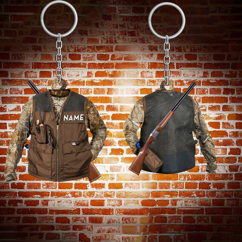 PERSONALIZED DEER KEYCHAIN, CUSTOM NAME ACRYLIC FLAT KEYCHAIN FOR HUNTER, GIFT FOR FATHER