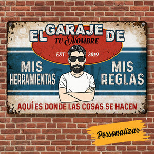Personalized Grandpa Dad Garage Man Cave Spanish Garaje Metal Sign DB311 87O53