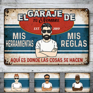 Personalized Grandpa Dad Garage Man Cave Spanish Garaje Metal Sign DB311 87O53