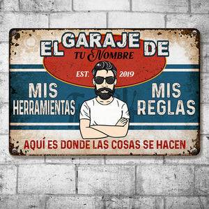 Personalized Grandpa Dad Garage Man Cave Spanish Garaje Metal Sign DB311 87O53