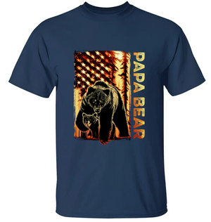Papa Bear Forest Us Flag - Personalized Shirt