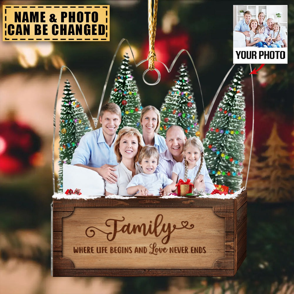 Transparent Ornament - Family Where Life Begins and Love Never Ends - Custom from Photo