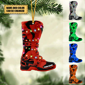 Personalized Motocross Boots Acrylic Ornament, Christmas Decorations For Motocross Lovers