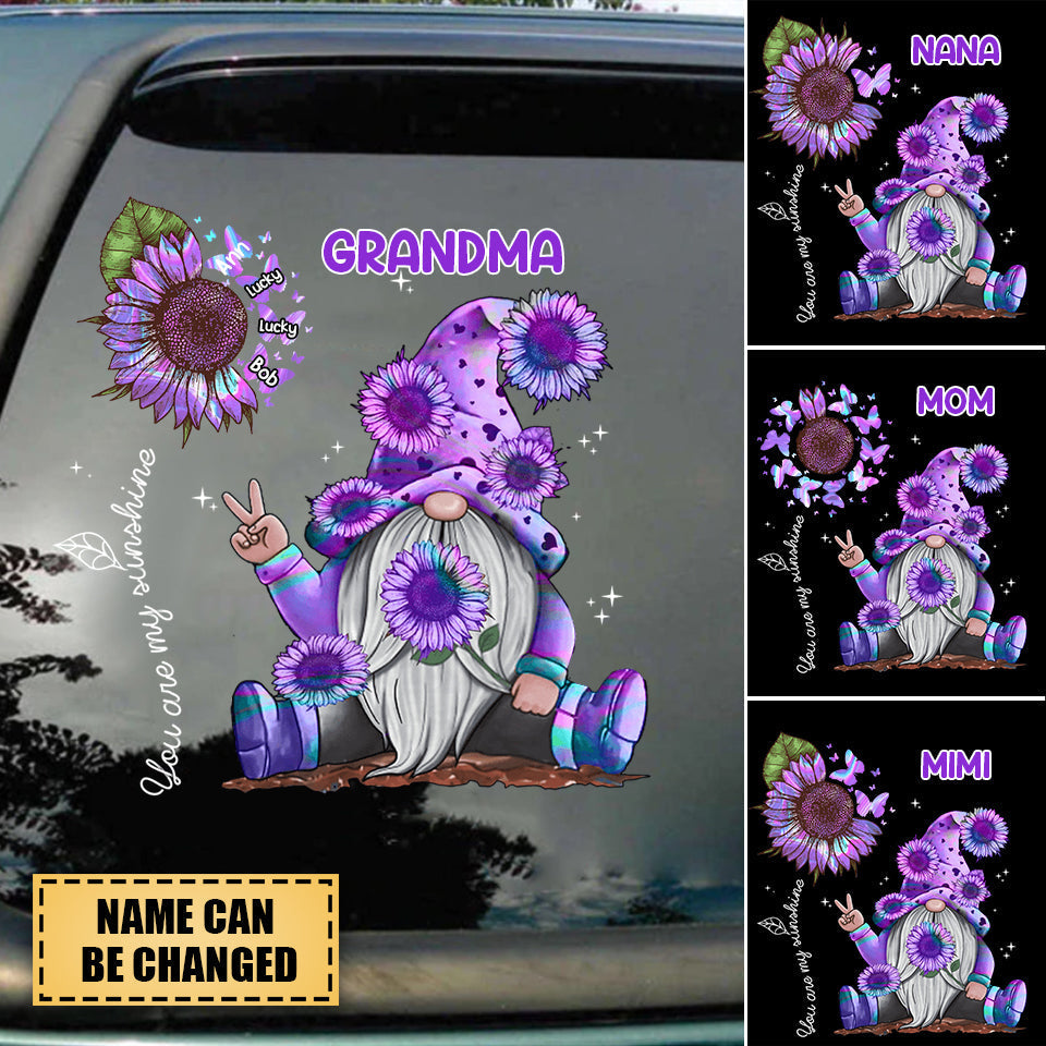 Hologram Sunflower Grandma- Mom Dwarf, You Are My Sunshine Personalized Decal