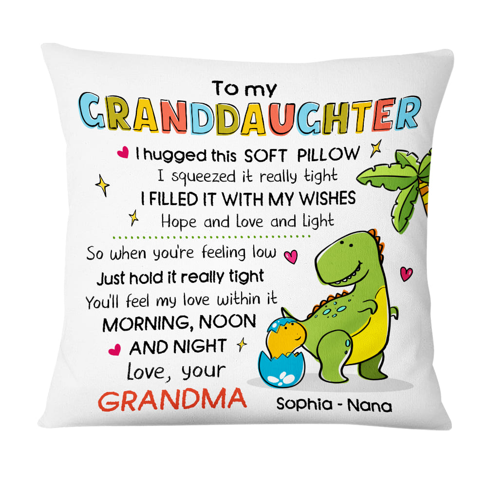Personalized Granddaughter Hug This Dinosaur Drawing Pillowcase