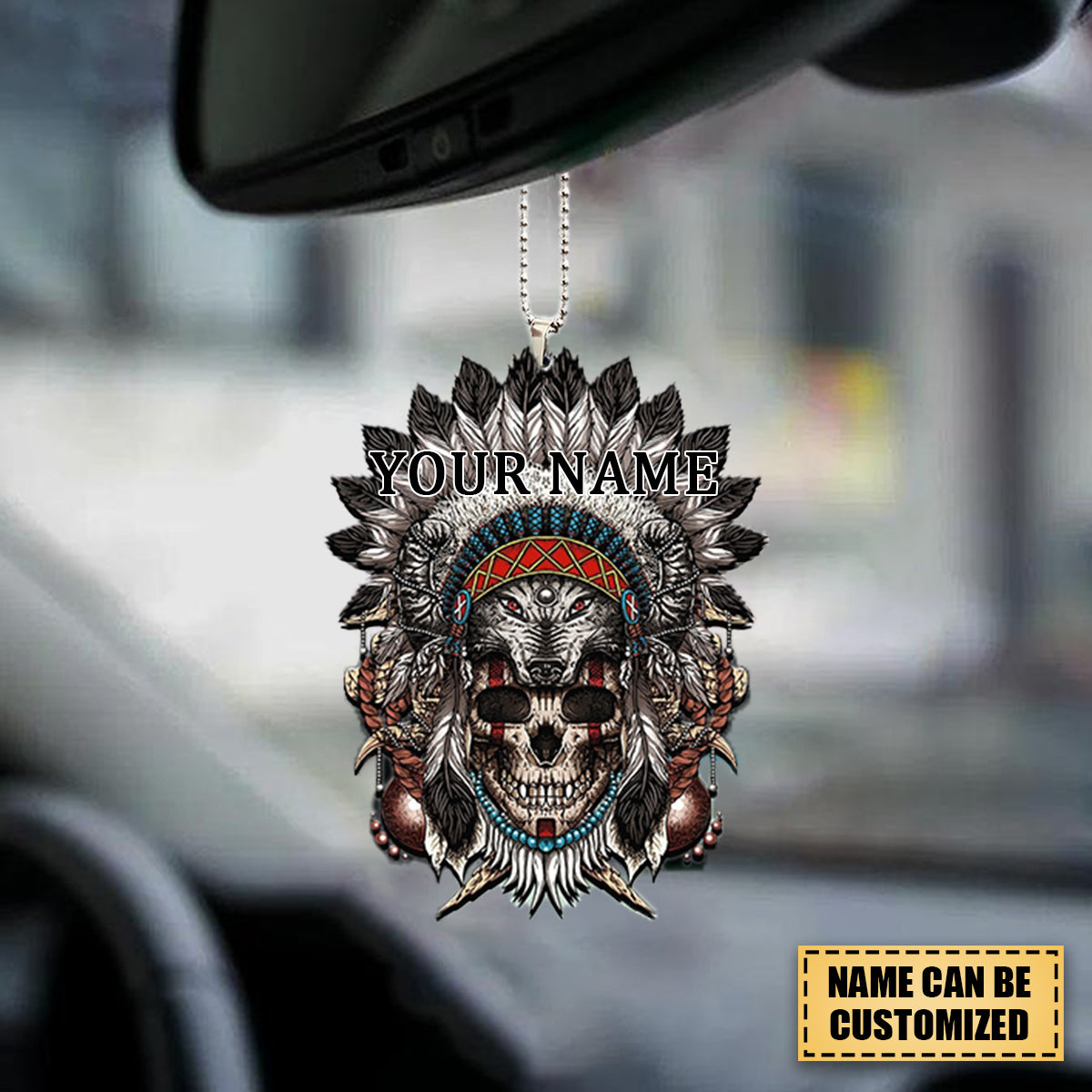 Skull And Wolf Native American Acrylic Ornament