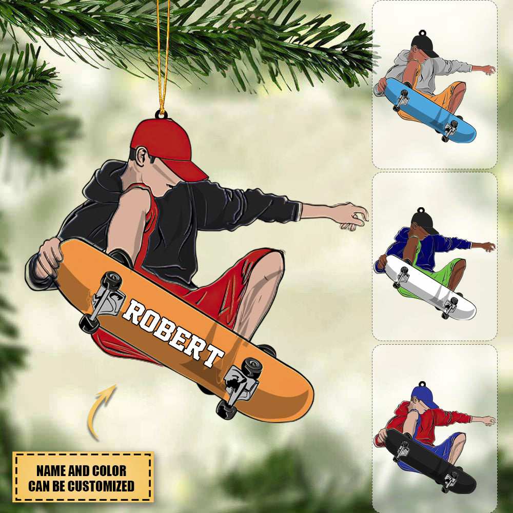 Personalized Skateboard Player Fly Ornament